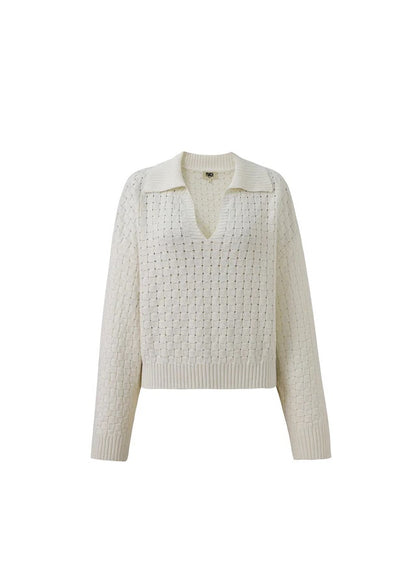 Frnch Paulia Jumper in Creme Open Knit