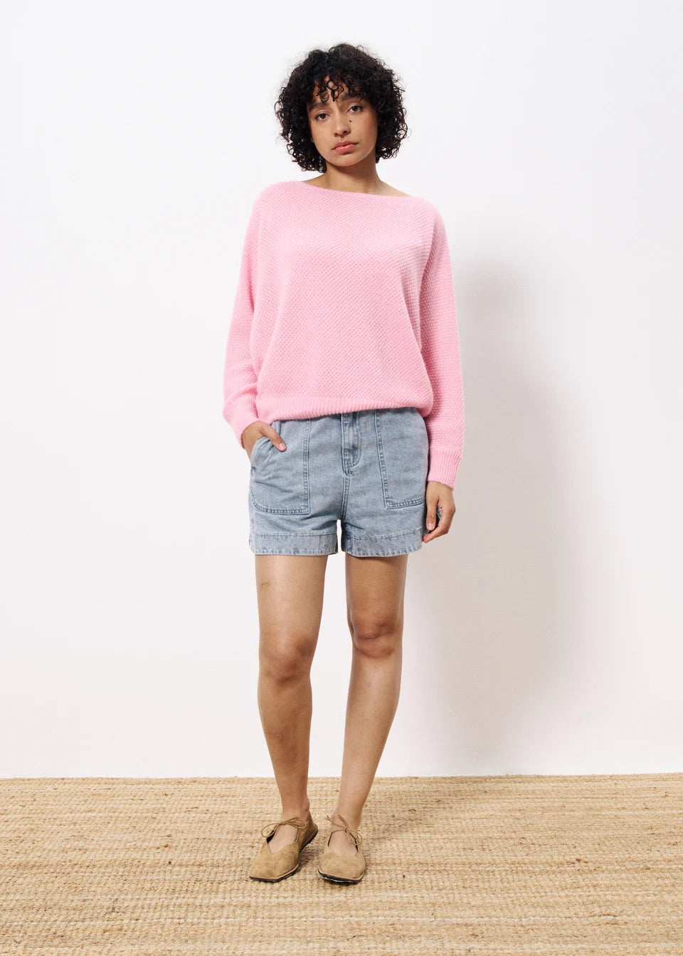 FRNCH Sylvie Pale Rose Boat Neck Knit