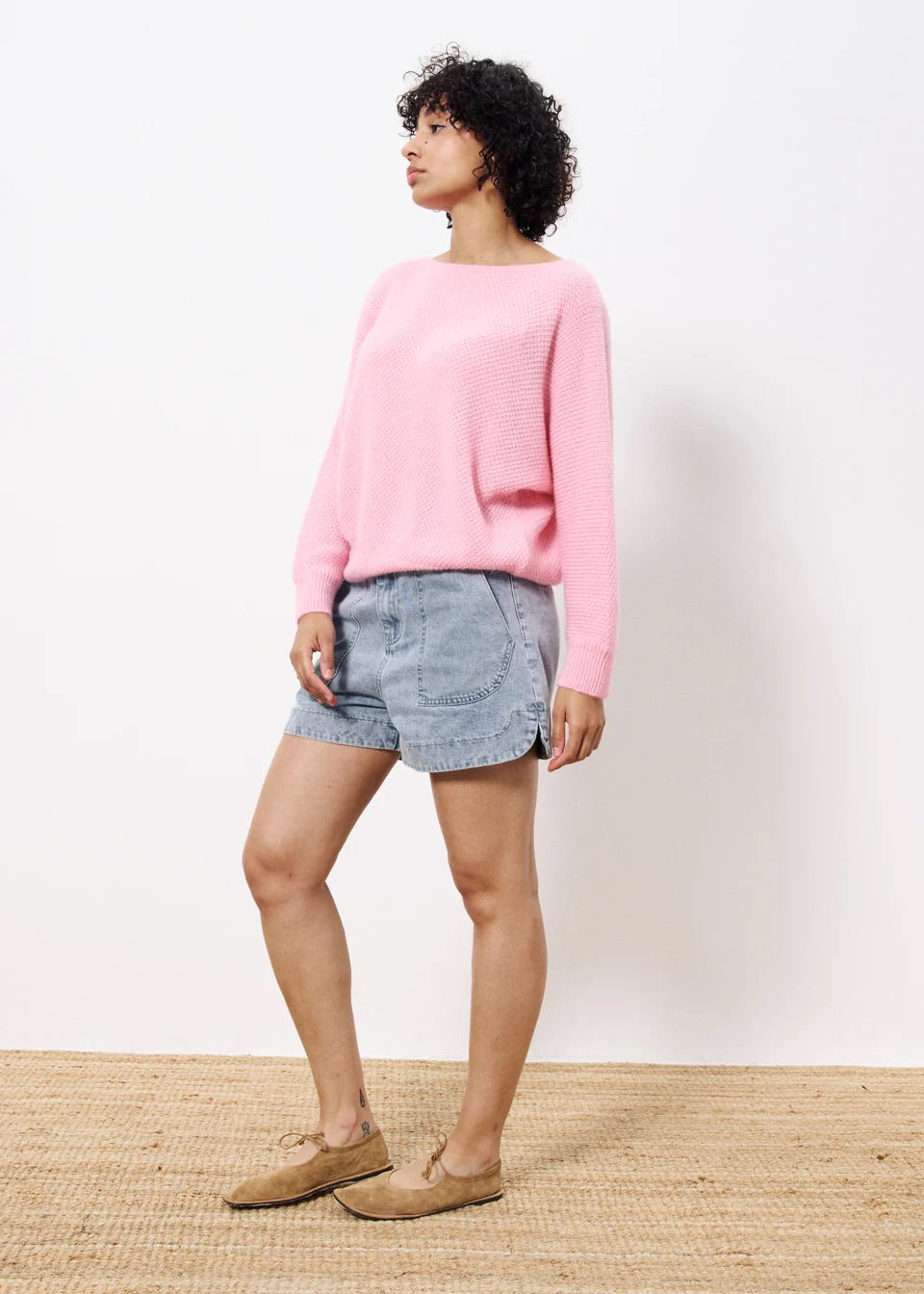 FRNCH Sylvie Pale Rose Boat Neck Knit