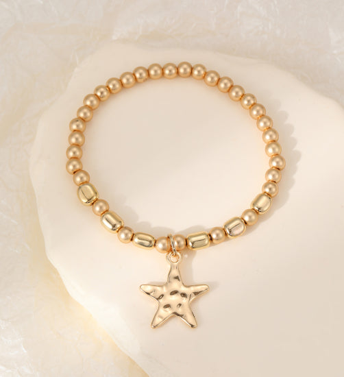 Gleam Beaded Bracelet with Star Charm in Gold