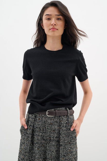 InWear Kellsie Cashmere Mix Short Sleeved Pullover In Black