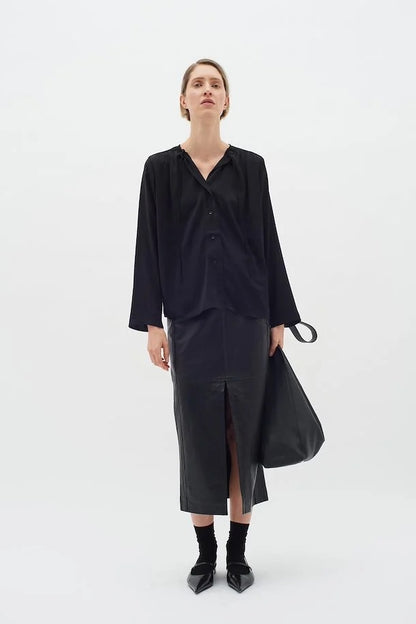 InWear Mato Button Front Top in Black