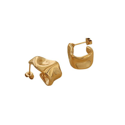 Anna Molten Chunky Gold Curve Earrings