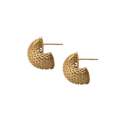 Leo Textured Gold Curve Earrings