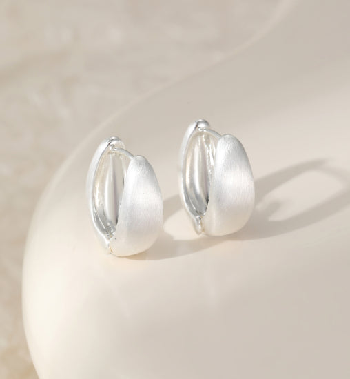 Marie Chunky Brushed Silver Teardrop Earrings