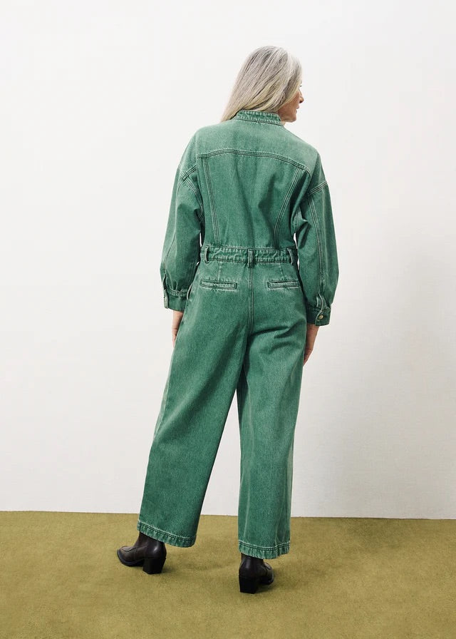 Frnch Evaelle Denim Jumpsuit in Vert Green