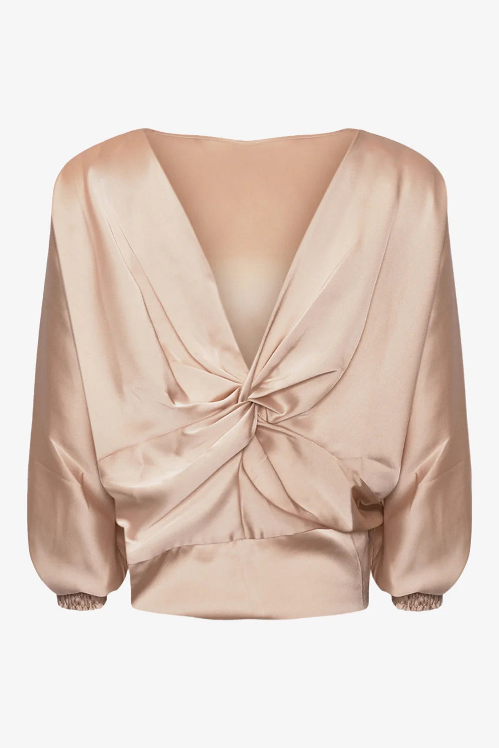 Krista Blouse with Knotted Back in Champagne