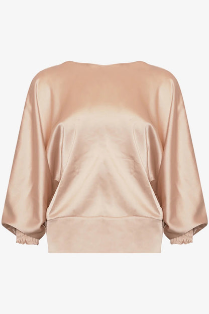 Krista Blouse with Knotted Back in Champagne