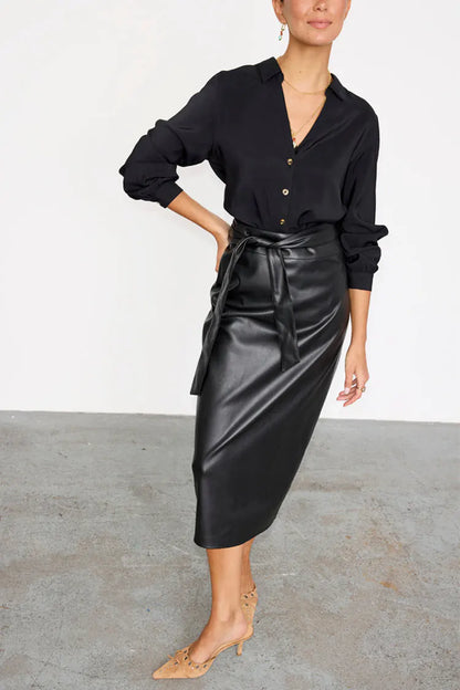 Never Fully Dressed Jaspre Vegan Leather Skirt