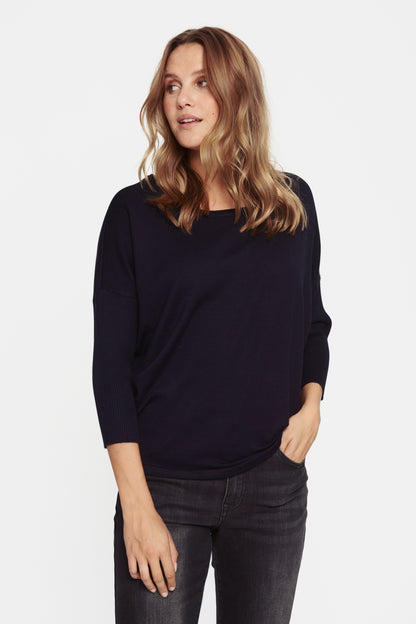 Saint Tropez Mila Round Neck Pullover - Night Sky Navy